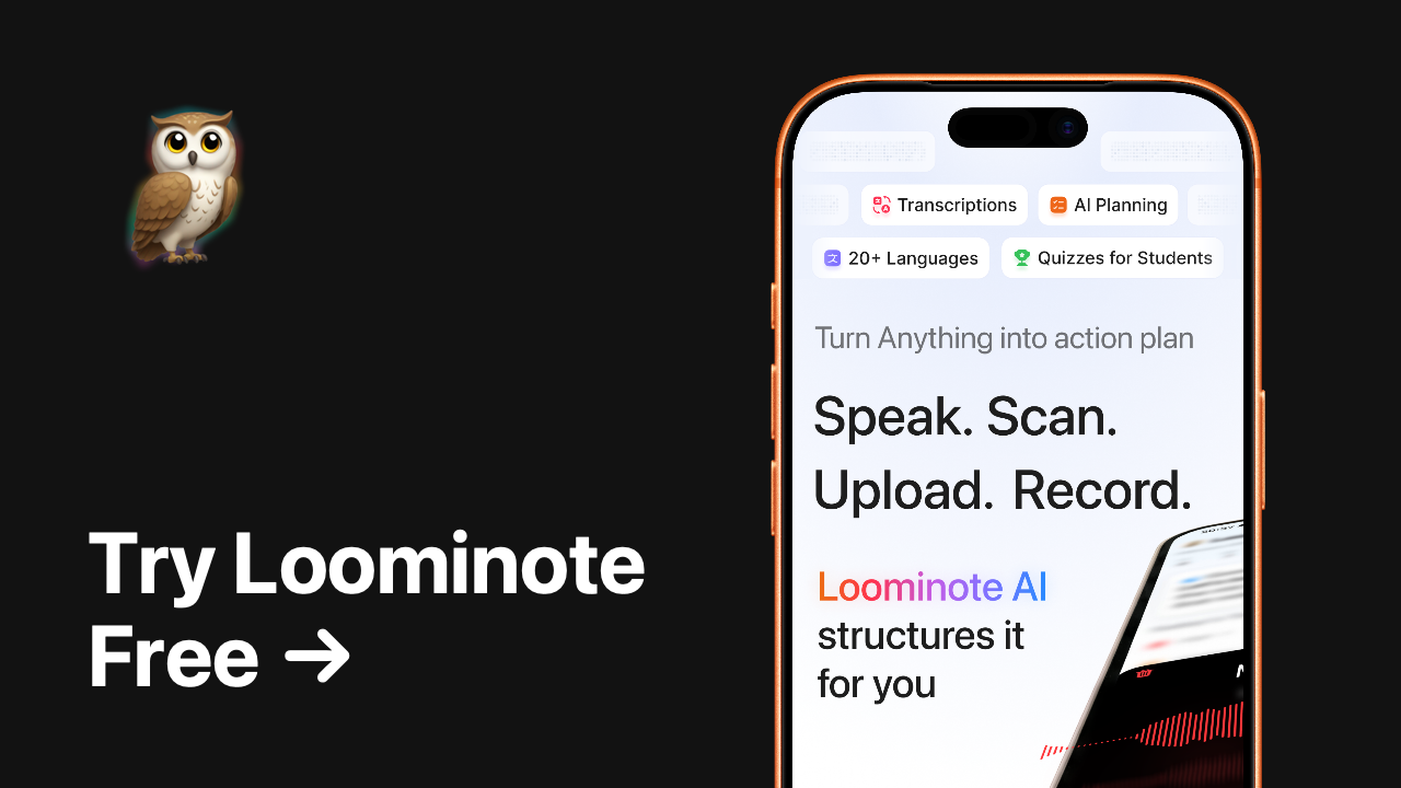 Loominote AI App. Take notes by Record, Scan, Upload screenshot 1
